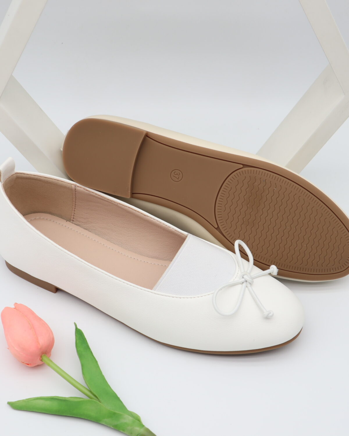 Women's Comfortable Soft Leather Bow Ballet Flats & Pearl Strap Shoes - Model 668 Model 668