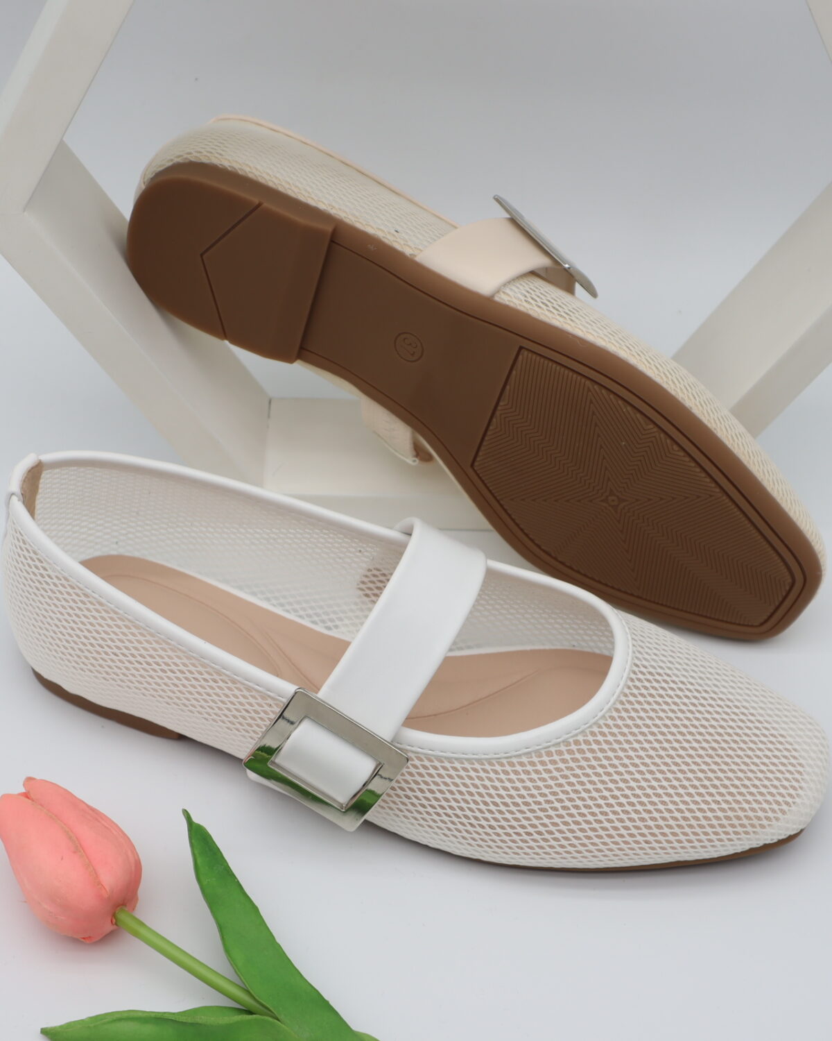 Women's Breathable Mesh & Woven Mary Jane Flat Shoes - Model 808 Model 808