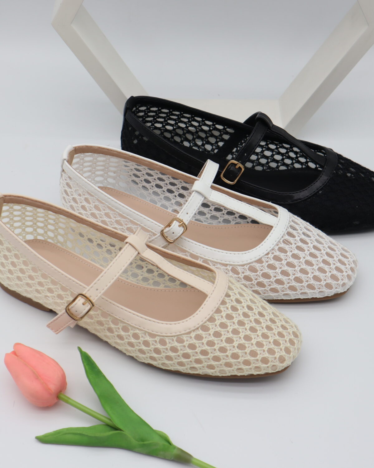 Women's Breathable Mesh & Woven Mary Jane Flat Shoes - Model 808 Model 808