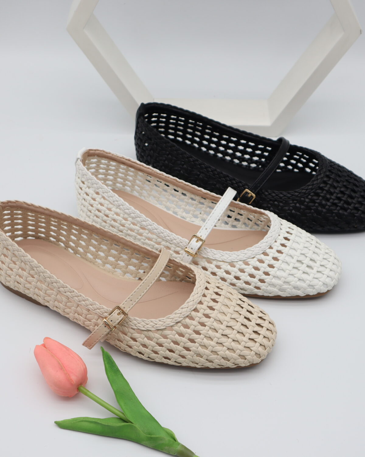 Women's Breathable Mesh & Woven Mary Jane Flat Shoes - Model 808 Model 808