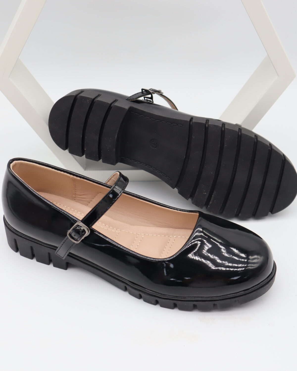 Women's Black Chunky Lug Sole Mary Jane Loafers & Casual Shoes - Model J251013 Model J251013