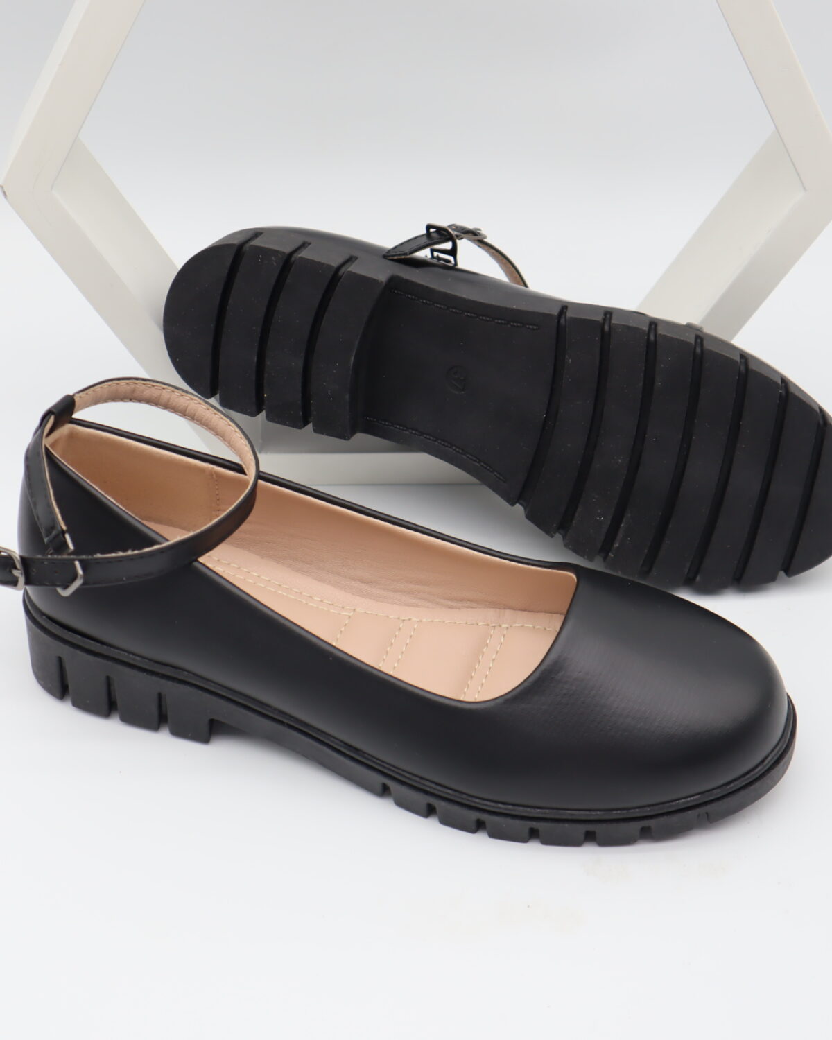 Women's Black Chunky Lug Sole Mary Jane Loafers & Casual Shoes - Model J251013 Model J251013