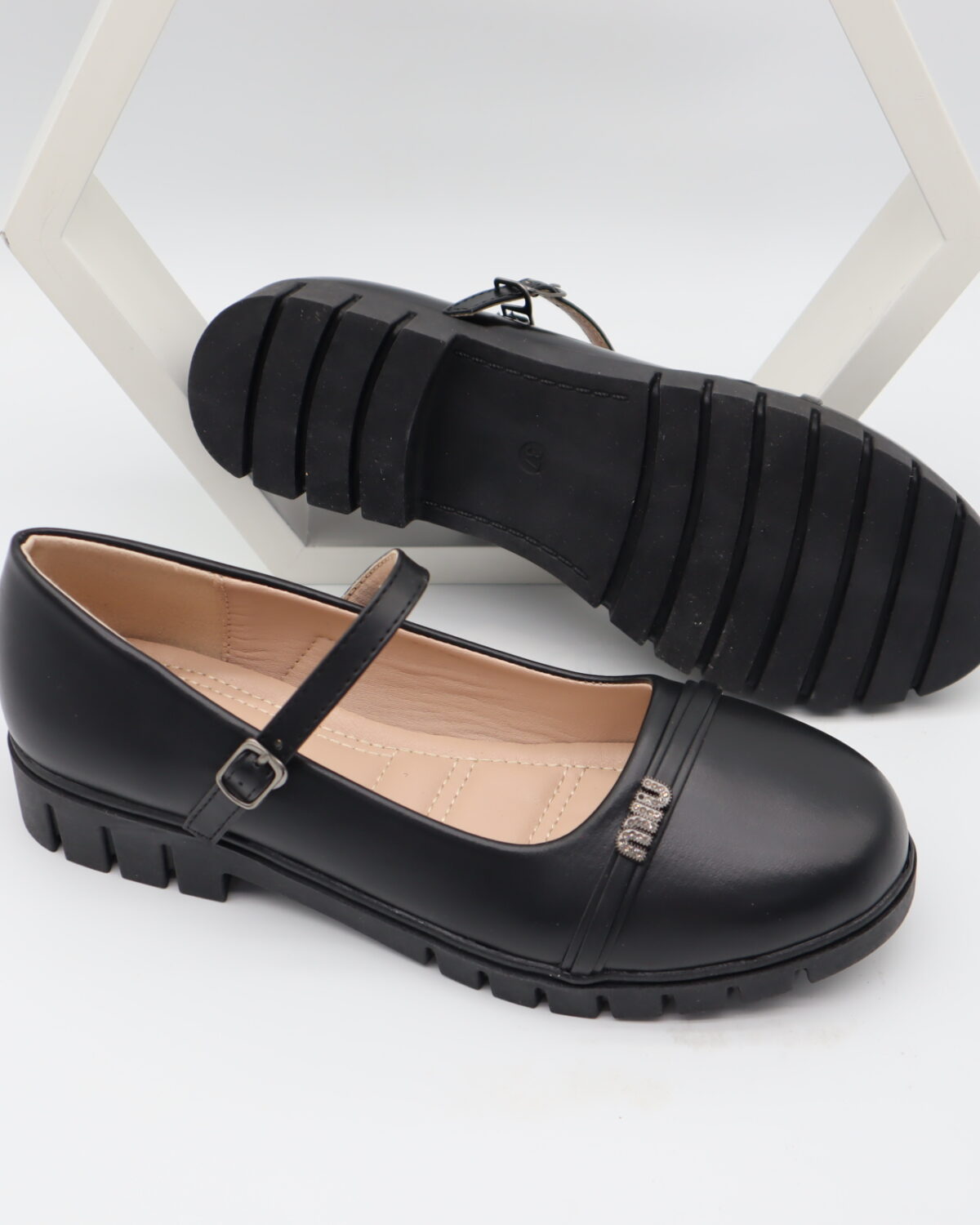 Women's Black Chunky Lug Sole Mary Jane Loafers & Casual Shoes - Model J251013 Model J251013
