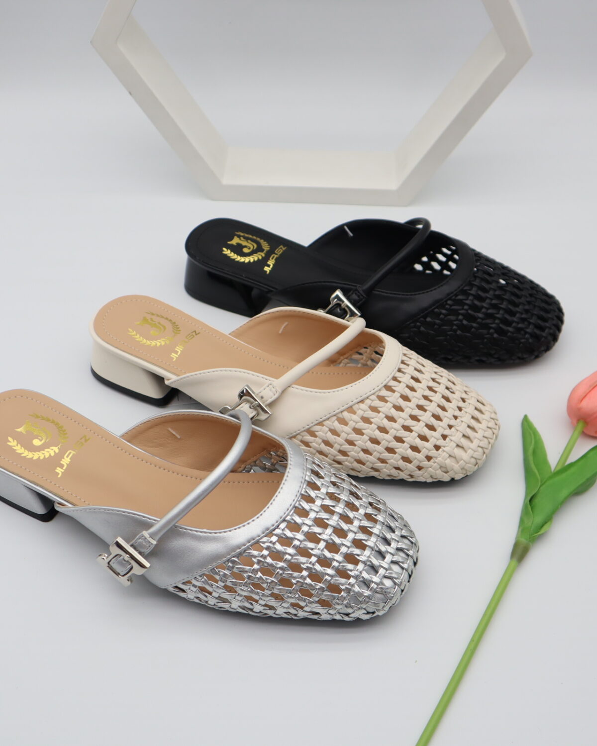 Women's Woven Mary Jane Low Block Heel Mules & Sandals - Model MY902 Model MY902