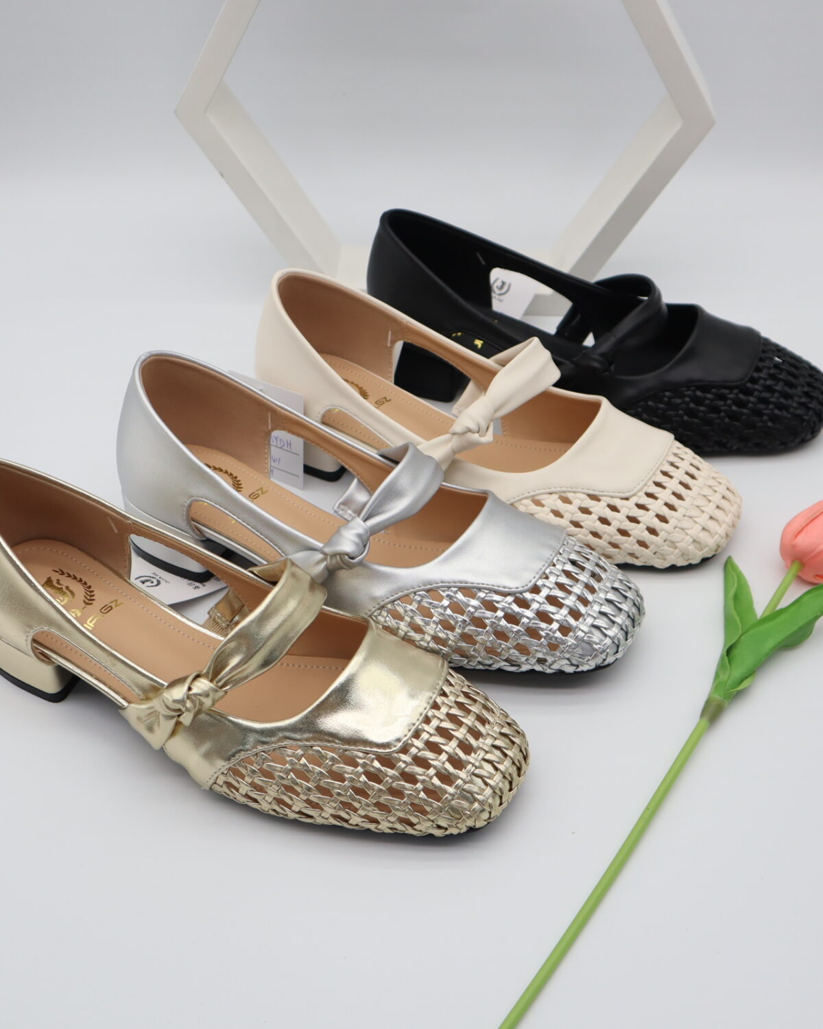 Women's Woven Mary Jane Low Block Heel Mules & Sandals - Model MY902 Model MY902