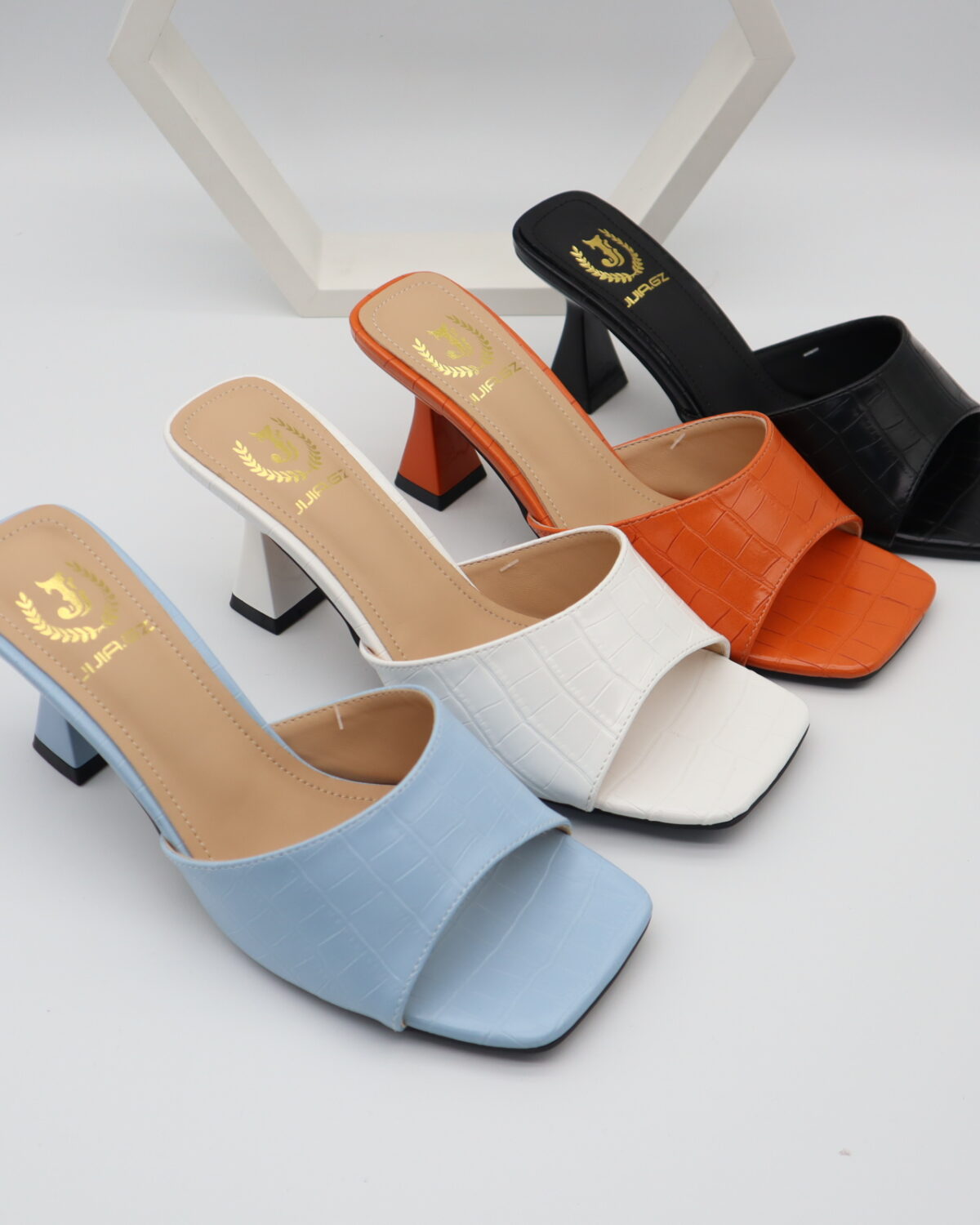 Women's Chic Square Toe Block Heel Mules & Sandals - Model MY904 Model MY904