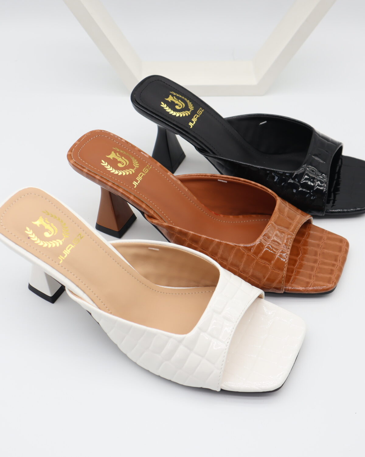 Women's Chic Square Toe Block Heel Mules & Sandals - Model MY904 Model MY904