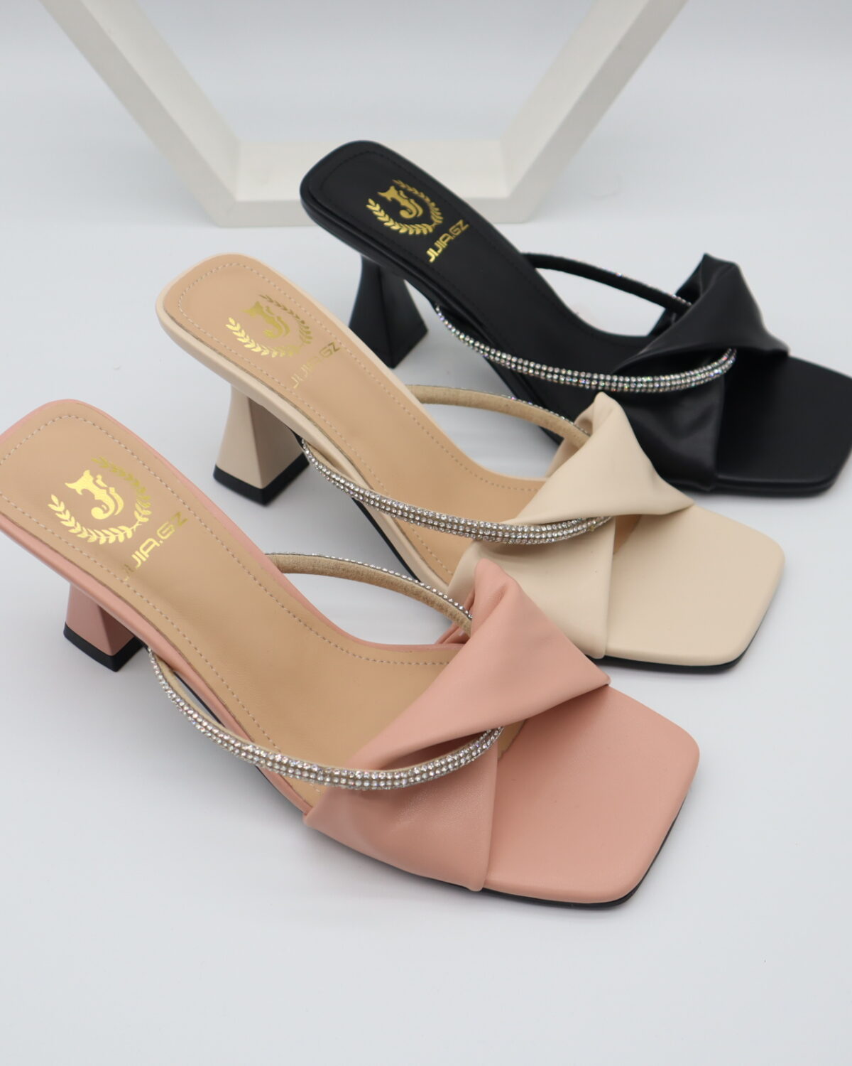 Women's Chic Square Toe Block Heel Mules & Sandals - Model MY904 Model MY904