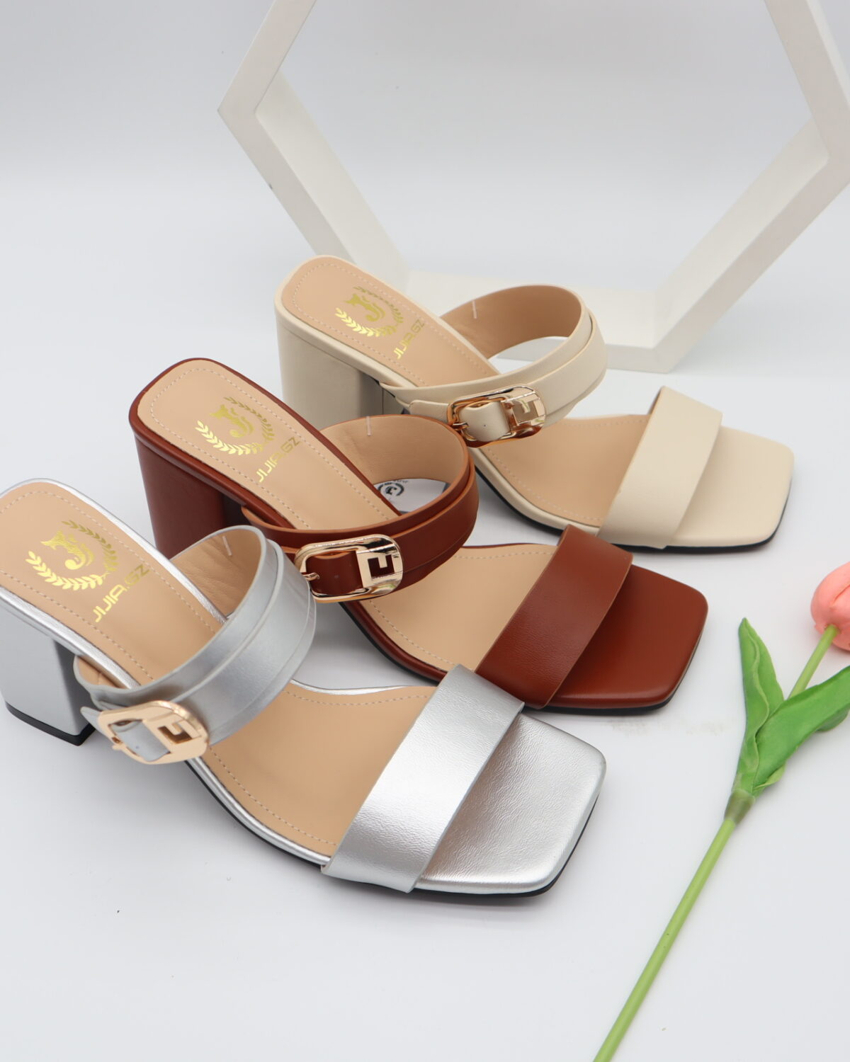 Women's Square Toe Block Heel Mules & Open Toe Sandals - Model MY905 Model MY905