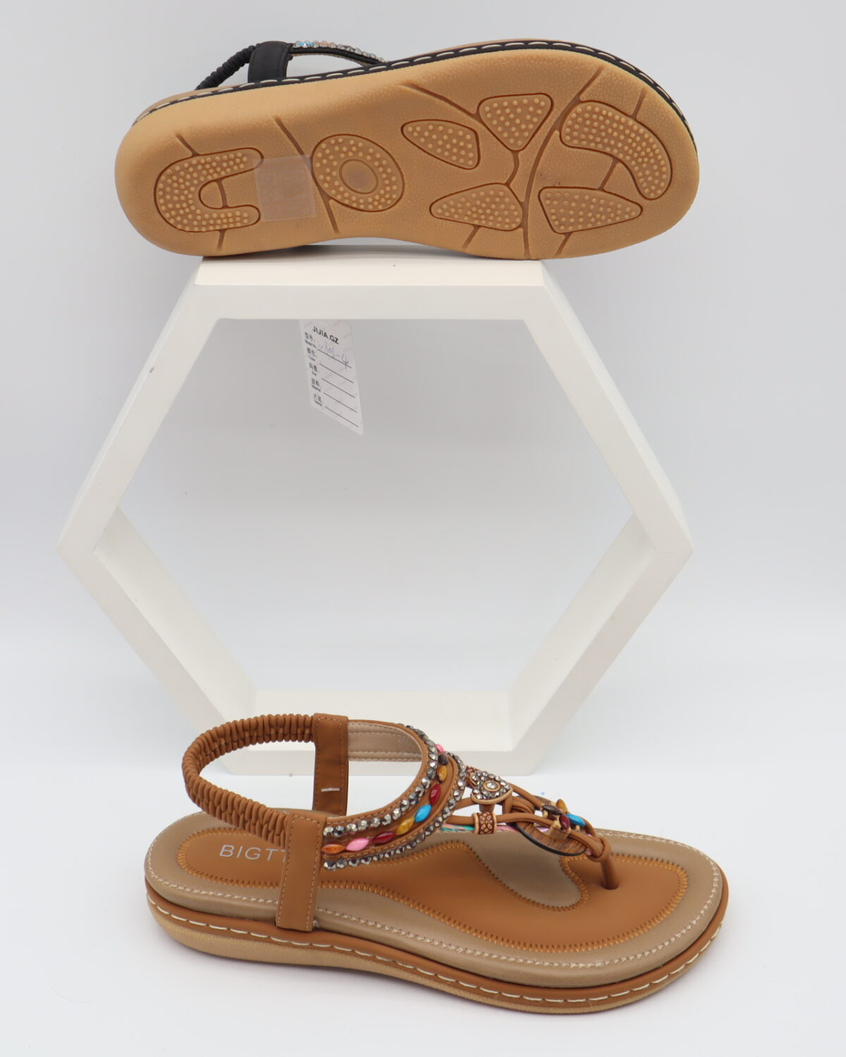 Women's Bohemian Beaded Flat Sandals Comfortable T-Strap Summer Shoes - Model W801 Model W801
