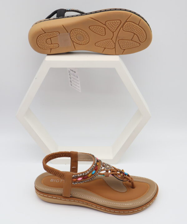 Women's Bohemian Beaded Flat Sandals Comfortable T-Strap Summer Shoes - Model W801 Model W801