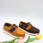 Model HD43-45 kids lace-up moccasin boat shoes with contrast collar — JIJIA.GZ OEM — view 3