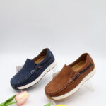 Model HD43-45 kids lace-up moccasin boat shoes with contrast collar — JIJIA.GZ OEM — view 4