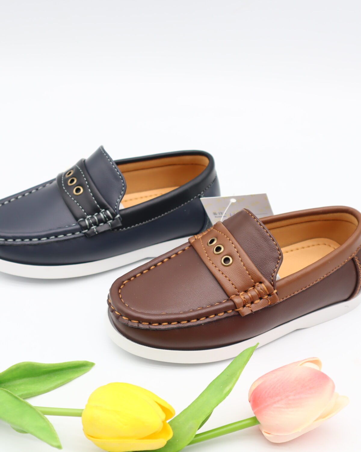 Model HD95-98 kids slip-on moccasin loafers with strap — JIJIA.GZ OEM