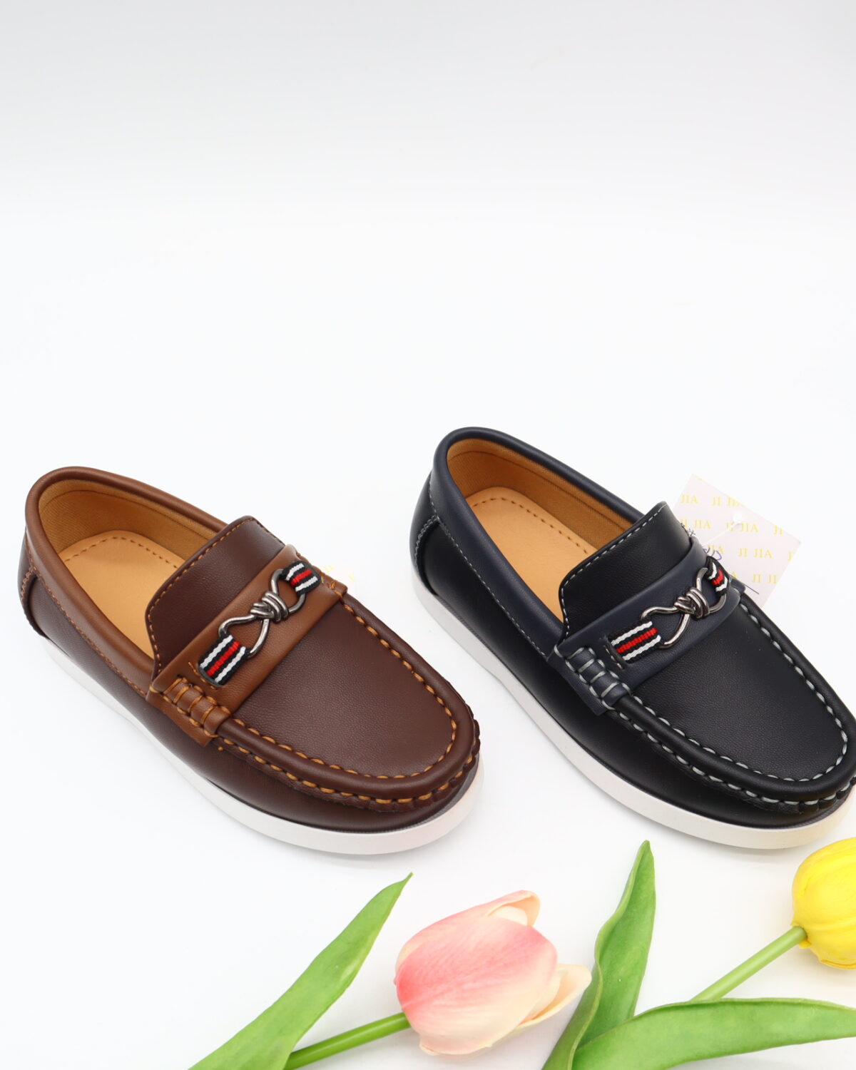 Model HD95-98 kids slip-on moccasin loafers with strap — JIJIA.GZ OEM