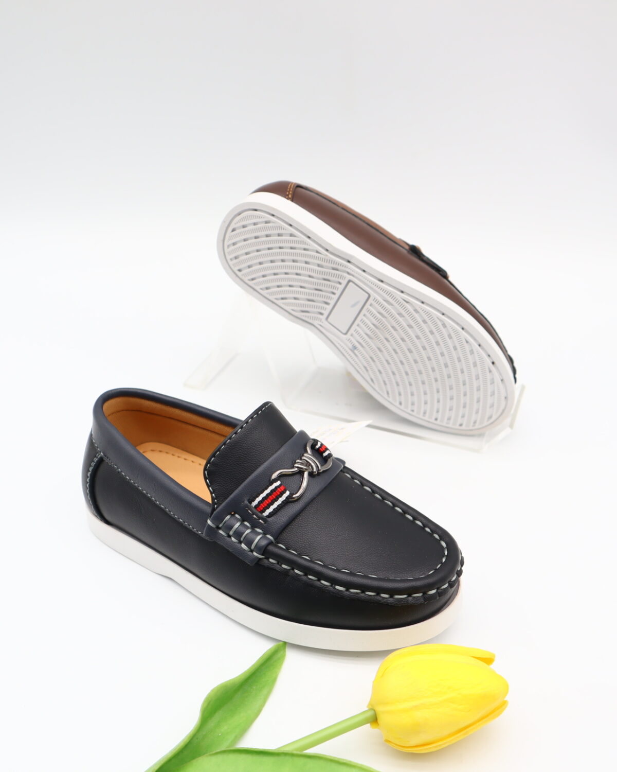 Model HD95-98 kids slip-on moccasin loafers with strap — JIJIA.GZ OEM